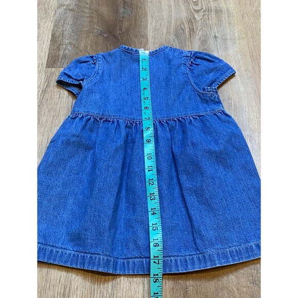 90s Carters Blue Denim Button-Up Dress W/ Hey Diddle Diddle Cat Embroidery 18 Mo - Picture 6 of 6